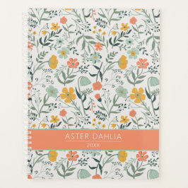Schönes botanisches Blumenmuster - Name anpassen Planer