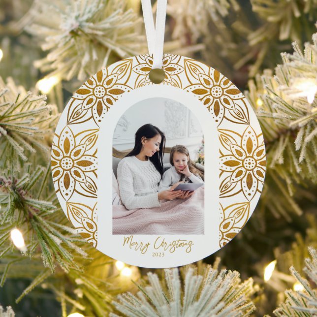Schönes botanisches Frame Arch Foto Weihnachten Ornament Aus Metall (InSitu)