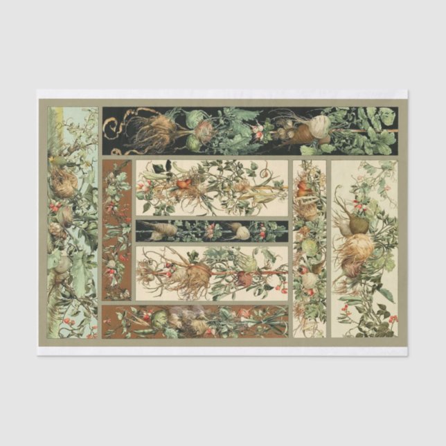 Schönes botanisches Gewebe Seidenpapier (Vorderseite)