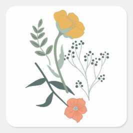 Schönes botanisches Muster Quadratischer Aufkleber