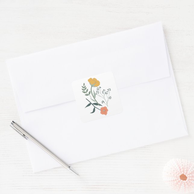 Schönes botanisches Muster Quadratischer Aufkleber (Umschlag)