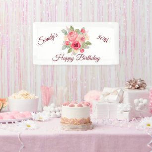 Schönes Bouquet aus gemalten rosa Rosen Aquarell Banner