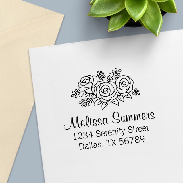 Schönes Bouquet der Rose Blume Adresse Permastempel (Von Creator hochgeladen)