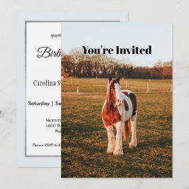 Schönes braunes Paint Draft Pferd Foto Geburtstag Einladung