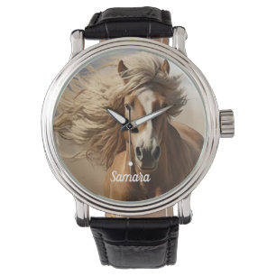 Schönes braunes Pferd Running Armbanduhr