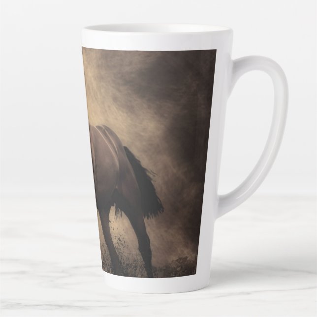 Schönes, braunes Pferdekissen Milchtasse (Rechts)