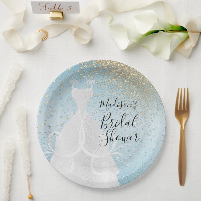 Schönes Brautparty - Baby Blue Pappteller (Hochzeit)
