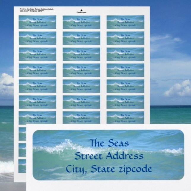 Schönes Breaking Wave Aqua Blue Address Labels (Von Creator hochgeladen)