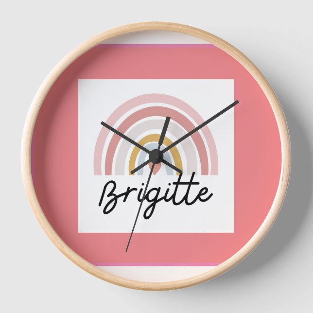 Schönes Brigitte mit Rainbow Design Wanduhr. Uhr (Vorderseite)
