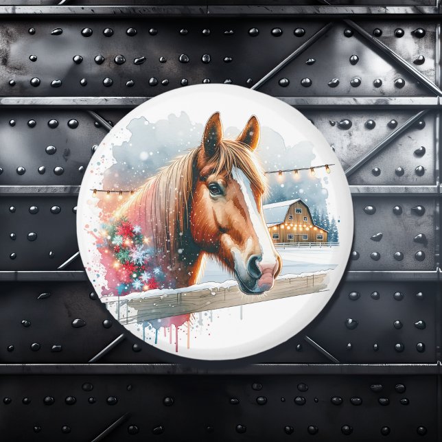 Schönes Brown Horse auf Bauernhof Weihnachten Magnet (Von Creator hochgeladen)