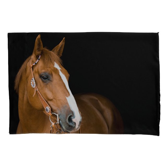 Schönes Brown White Quarter Horse Foto Kissenbezug (Vorderseite)