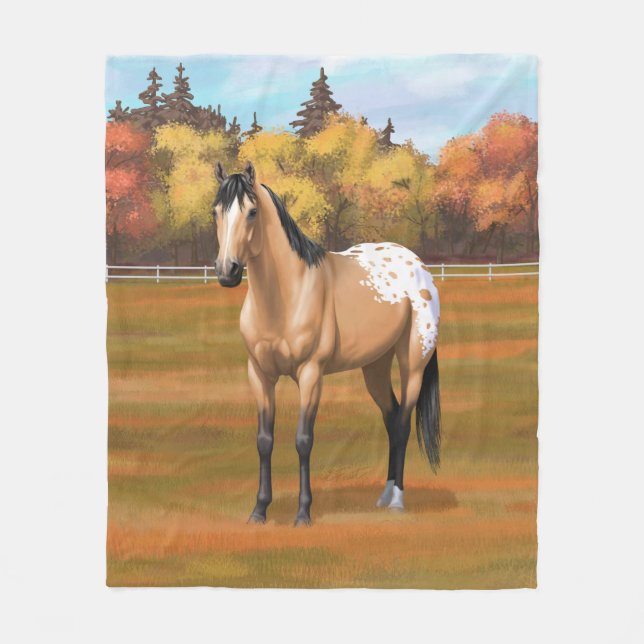 Schönes Buckskin Appaloosa Viertelpferd Fleecedecke (Vorderseite)