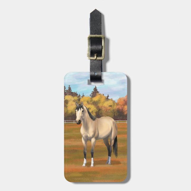 Schönes Buckskin Quarter Horse Gepäckanhänger (Vorderseite vertikal)