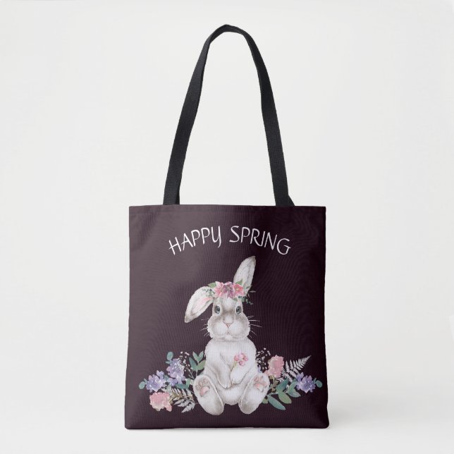 Schönes Bunny - Reversible Blumen glücklicher Früh Tasche (Vorderseite)