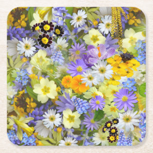 Schönes buntes Bett von Blume Rechteckiger Pappuntersetzer