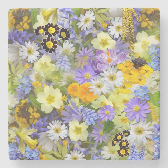 Schönes buntes Bett von Blume Steinuntersetzer (Vorderseite)