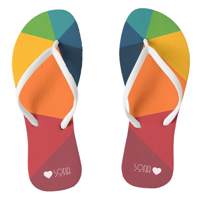 Schönes, buntes Dreiecke-Muster Flip Flops (Fußbett)
