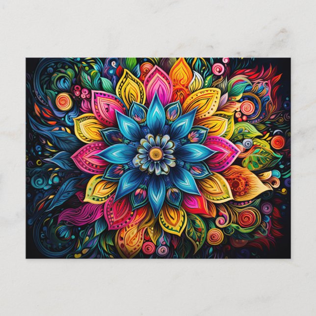 Schönes buntes Mandala Art Geometrie Muster Postkarte (Vorderseite)