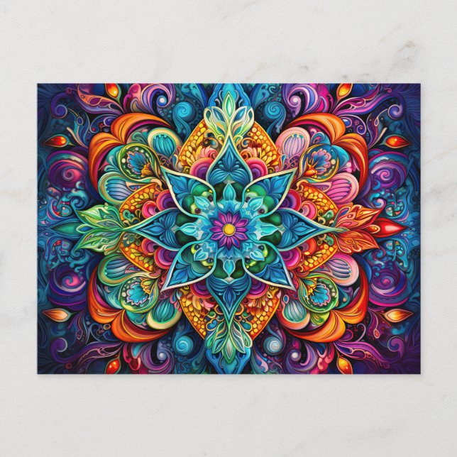 Schönes buntes Mandala Art Geometrie Muster Postkarte (Vorderseite)