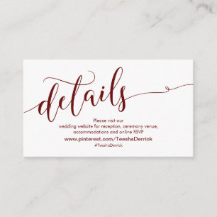 Schönes Burgund, Hochzeiten Website Details Begleitkarte