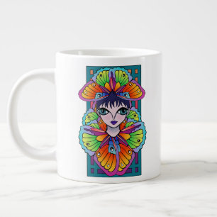 Schönes Butterfly Girl Custom Cut Vinyl Sticker Jumbo-Tasse