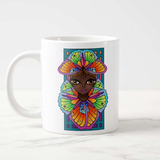 Schönes Butterfly Girl Custom Cut Vinyl Sticker Jumbo-Tasse (Links)