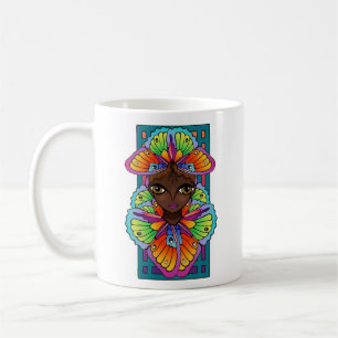 Schönes Butterfly Girl Custom Cut Vinyl Sticker Kaffeetasse