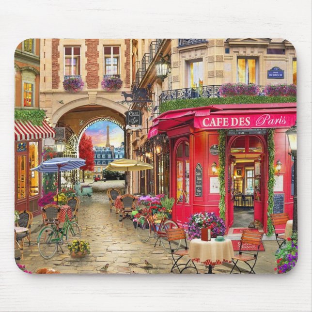 Schönes Café an der Straße von Paris Mousepad (Vorne)