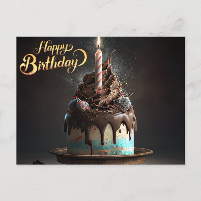Schönes Cake Happy Birthday Geschenke Liebe Postkarte (Vorderseite)
