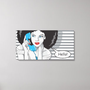 schönes callling Mädchen, hallo, POP-Kunst Leinwanddruck