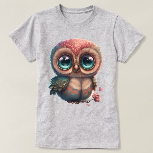 Schönes Cartoon mit großen Augen und Herz T-Shirt (Design vorne)