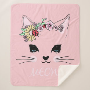 Schönes Cat Face Meow Pink Niedlich Kitten Funny C Sherpadecke