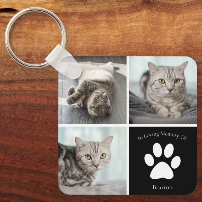 Schönes Cat Memorial Custom Pet Foto Keepake Schlüsselanhänger (Vorderseite)