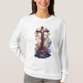 Schönes christliches Frauenkreuz Langarmshirt T-Shirt