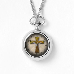 Schönes Christliches Jesu Rustikales Kreuz Armbanduhr