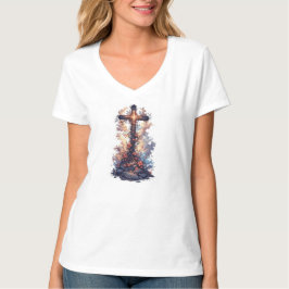 Schönes christliches Kreuz-V-Ausschnitt-T-Shirt fü T-Shirt