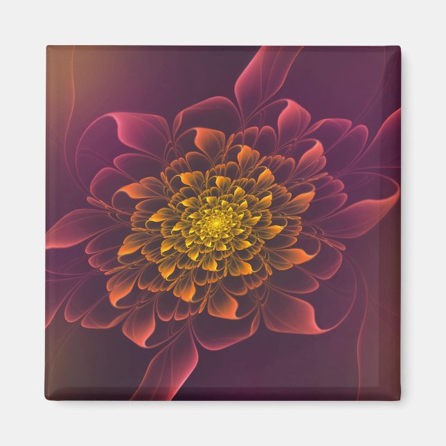 Schönes Chrysanthemum Fraktal Lila Magnet (Vorne)