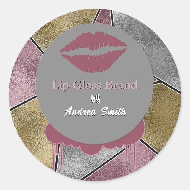 Schönes Classy Lip Gloss Logo Kosmetische Marke Runder Aufkleber (Vorderseite)