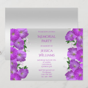 Schönes Classy Petunias Floral Memorial Party Einladung