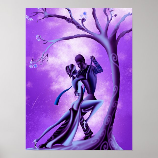 Schönes Couple Dance Tango im Mondlicht Poster (Vorne)