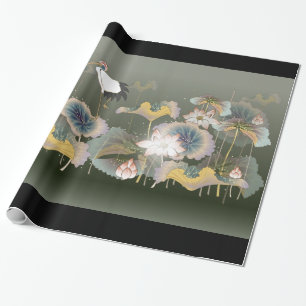 Schönes Cranes Lily Pads Wrapping Paper Geschenkpapier
