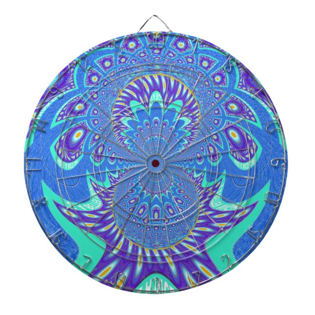 Schönes cyan-blaues Kaleidoskop-Vektordesign Dartscheibe (vorne)