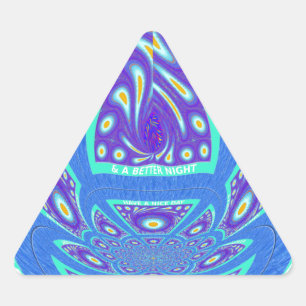 Schönes cyan-blaues Kaleidoskop-Vektordesign Dreieckiger Aufkleber