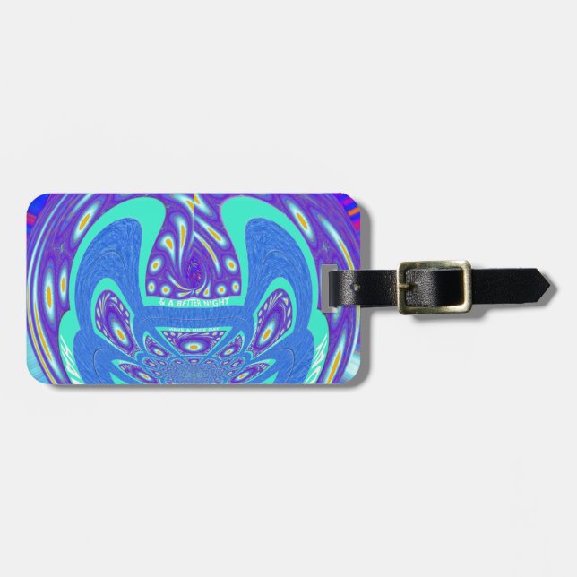 Schönes cyan-blaues Kaleidoskop-Vektordesign Gepäckanhänger (Vorderseite horizontal)