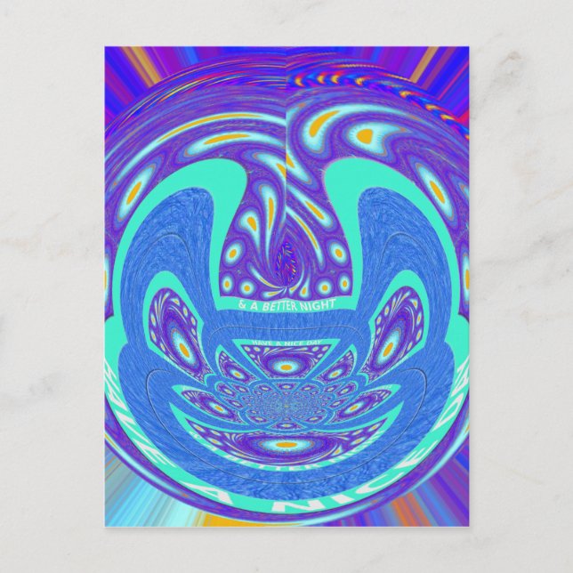 Schönes cyan-blaues Kaleidoskop-Vektordesign Postkarte (Vorderseite)