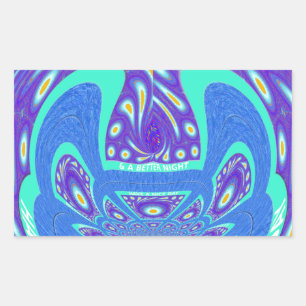 Schönes cyan-blaues Kaleidoskop-Vektordesign Rechteckiger Aufkleber