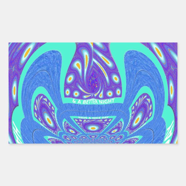Schönes cyan-blaues Kaleidoskop-Vektordesign Rechteckiger Aufkleber (Vorderseite)