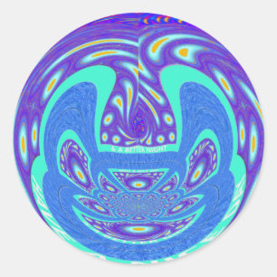 Schönes cyan-blaues Kaleidoskop-Vektordesign Runder Aufkleber