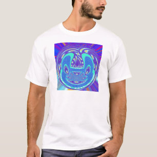 Schönes cyan-blaues Kaleidoskop-Vektordesign T-Shirt