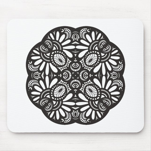 Schönes Deko-schwarzes Quadrat-Gekritzel Mousepad (Vorne)